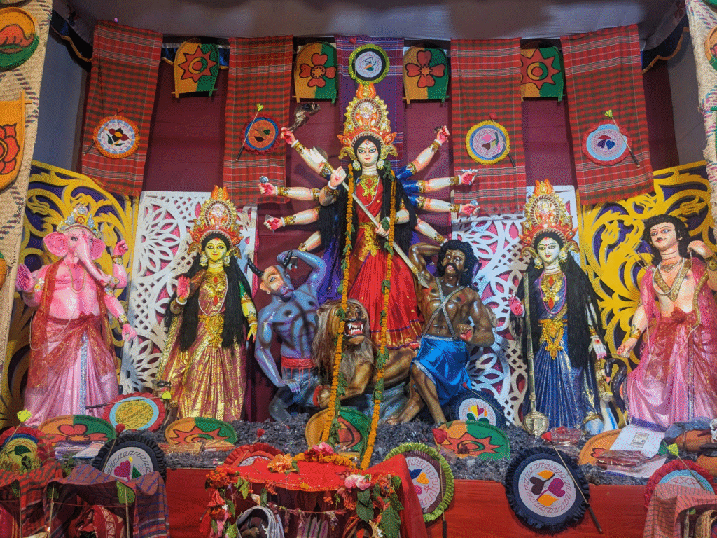 Durga Puja alter in West Bengal, India