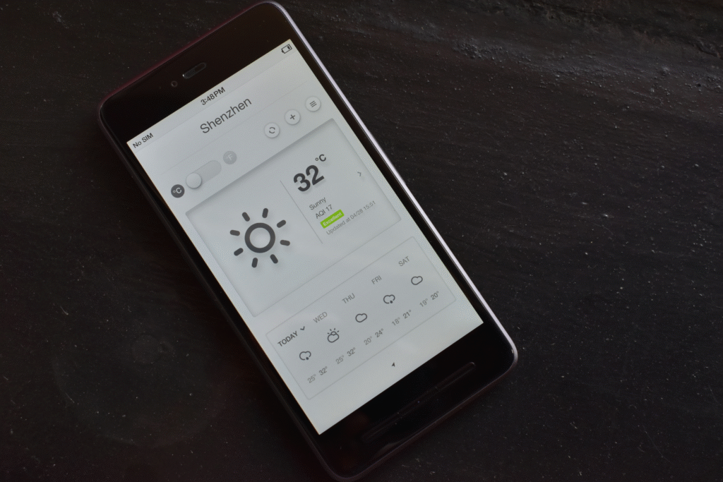 Weather check on mobile phone